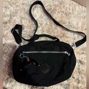 Kipling Black Adjustable Strap Crossbody w/ Davina Monkey Charm Multiple Pockets